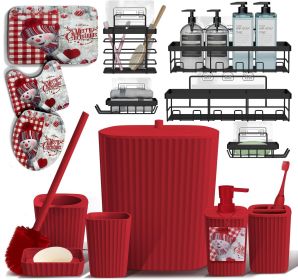 Bathroom Set - Christmas Bathroom Accessories Set, 14PC Bathroom Accessory Set, Christmas Bathroom Sets with Bathroom Rugs