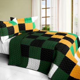 [Arabian Nights] 3PC Vermicelli - Quilted Patchwork Quilt Set (Full/Queen Size)