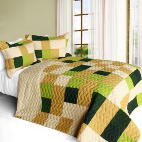 [Wishing Tree] 3PC Vermicelli - Quilted Patchwork Quilt Set (Full/Queen Size)