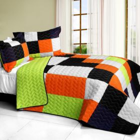 [Youth Road] 3PC Vermicelli - Quilted Patchwork Quilt Set (Full/Queen Size)