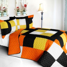 [Soft Heart] 3PC Vermicelli - Quilted Patchwork Quilt Set (Full/Queen Size)