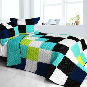 [Sky Lantern] 3PC Vermicelli - Quilted Patchwork Quilt Set (Full/Queen Size)