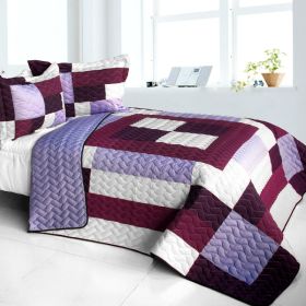 [Dream Nymph] 3PC Vermicelli - Quilted Patchwork Quilt Set (Full/Queen Size)