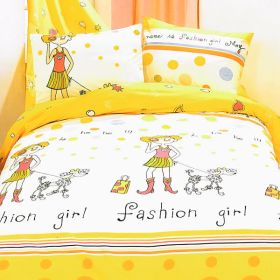 Blancho Bedding - [Fashion Girl(Serene City)] 100% Cotton 5PC Comforter Set (Full Size)