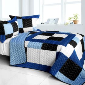 [Magic Road] 3PC Vermicelli - Quilted Patchwork Quilt Set (Full/Queen Size)