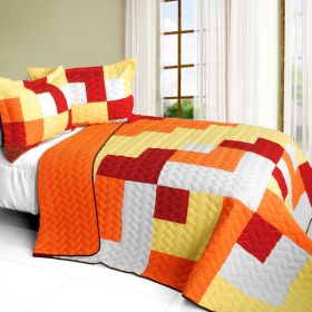 [Latin Dance] 3PC Vermicelli - Quilted Patchwork Quilt Set (Full/Queen Size)