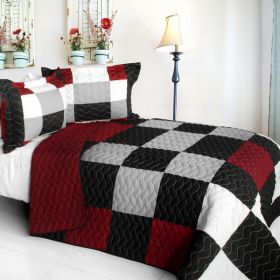[Fans of Chess] Brand New Vermicelli-Quilted Patchwork Quilt Set Full/Queen
