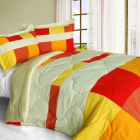 [Charming Bedford] Quilted Patchwork Down Alternative Comforter Set (Full/Queen Size)