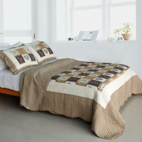 [Summer Paradise] Cotton 3PC Vermicelli-Quilted Patchwork Quilt Set (Full/Queen Size)