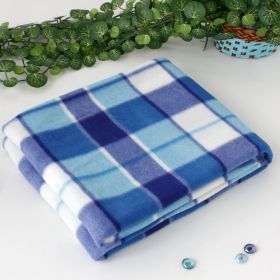 Blancho [Scotch Plaids -Blue/White] Soft Coral Fleece Throw Blanket (59 by 74.8 inches)