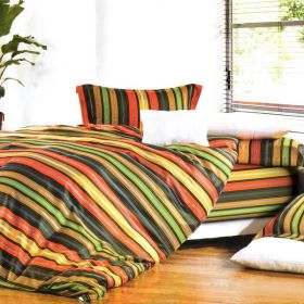 Blancho Bedding - [Colorful Stripe] Luxury 4PC Comforter Set Combo 300GSM (Twin Size)