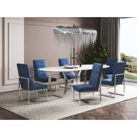 Manhattan Comfort Element Blue Velvet Dining Chair
