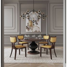 Manhattan Comfort Pulitzer Camel and Walnut Faux Leather Dining Chair (Set of Two)